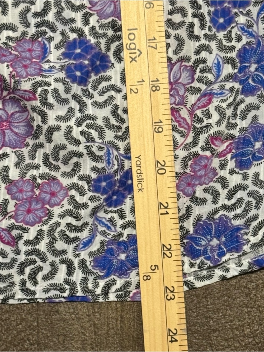 Loft Women’s Short Sleeve Puff Sleeve Blouse Floral Design White Purple Size XS - Picture 12 of 12